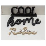 3 Piece Word Sign Decor - COOL, Welcome, Relax