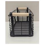 Rectangular Wire Natural Wood Handles Basket - Brightroom™