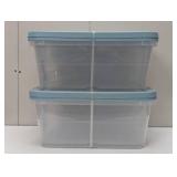 4 Pack 16qt Storage Boxes Pewter Aqua - Brightroom™