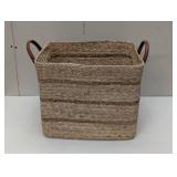 Braided Water Hyacinth Basket with Faux Leather Handles - Threshold™ - Large