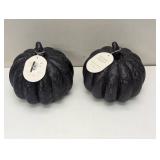 Pair of Textured Black Glass Pumpkins