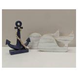 3 Piece Decor - 2 Whales and an Anchor - Ocean