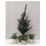 Set of 4 Faux Plants - 1 Larger Spruce & 3 Ferns