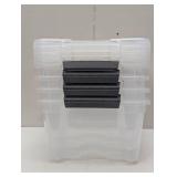 4 Pack - IRIS Buckle Up Storage Set, 12.9 Quart, Clear