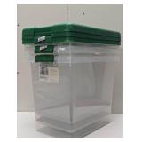 3 Pack Medium Latching Clear Ornament Storage Box - Green Lid - Brightroom™: Stackable, Lidded, Dividers