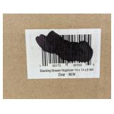 Plastic Stackable Closet Storage Organizer Bin Containers with Front Pull Drawer for Cabinet, Desk, Shelf, Cupboard, or Dresser Organization - Lumiere Collection - 4 Pack - Clear