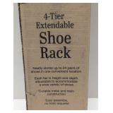 Whitmor 4 Tier Extendable Shoe Rack Gray: Steel Frame, Holds 24 Pairs, Freestanding, 45.67" W x 21.85" H x 9.25" D
