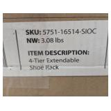 Whitmor 4 Tier Extendable Shoe Rack Gray: Steel Frame, Holds 24 Pairs, Freestanding, 45.67" W x 21.85" H x 9.25" D