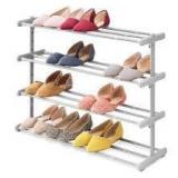 Whitmor 4 Tier Extendable Shoe Rack Gray: Steel Frame, Holds 24 Pairs, Freestanding, 45.67" W x 21.85" H x 9.25" D