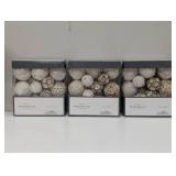 Set of 3 White Wood Elegant Vase Fillers - 45 Pieces Total