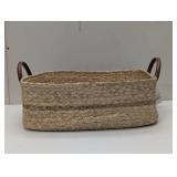 Braided Water Hyacinth Basket with Faux Leather Handles - Threshold™ - Small