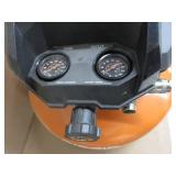 RIDGID 6 Gal. Portable Electric Pancake Air Compressor - Slight Crack in Plastic By Gauges, Holds Air, USED, WORKS!