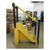 PLASTIC STEP LADDER WITH WHEELS. IN NICE CONDITION - 45"L x 23"W x 70"H, 500lb Capacity.