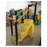 PLASTIC STEP LADDER WITH WHEELS. IN NICE CONDITION - 45"L x 23"W x 70"H, 500lb Capacity.