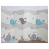Extra-Large Baby Play Mat, Waterproof Foam, Non-Toxic & Foldable, for Tummy Time, Crawling & Toddler Play, Indoor & Outdoor Use, 79"x71", Whales Design - USED