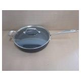 All-Clad HA1 Hard Anodized Nonstick Sauté Pan 4 Quart Induction Oven Broiler Safe 500F Pots and Pans, Cookware Black - Scratches on Pan and Small Dents on Lid.