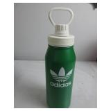 adidas Originals 1 Liter (32 oz) Metal Water Bottle, Hot/Cold Double-Walled Insulated 18/8 Stainless Steel, Green/White, 32 Ounces LIKE NEW BUT DAMAGED, HAS SCUFFS