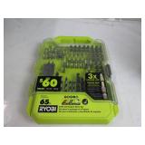RYOBI Screwdriver Drill and Impact Drive Bit set (65-Piece) Drive Bits A986501 USED
