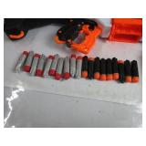 Nerf Ultra Select Fully Motorized Blaster, Fire for Distance or Accuracy, Automatic Electric Full Auto Toy Foam Blasters NOT TESTED, NO BATTERIES, MISSING 1 DISTANT NERF DARTS, ONLY 9 DISTANT & 10 ACC