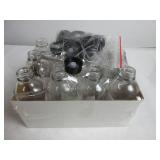12 SMALL GLASS BOTTLES MULTI-USE NEW, UNSURE OF OUNCES
