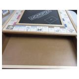 WS Game Company Monopoly Luxe Maple Edition OPEN/DAMAGED BOX, 32 HOUSE & 12 HOTEL PIECES, CARDS, 2 DICE, 8 MARKERS, DRAWER A BIT BROKEN INSIDE