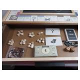 WS Game Company Monopoly Luxe Maple Edition OPEN/DAMAGED BOX, 32 HOUSE & 12 HOTEL PIECES, CARDS, 2 DICE, 8 MARKERS, DRAWER A BIT BROKEN INSIDE