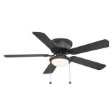 Hugger 52 in. LED Indoor Black Ceiling Fan with Light Kit