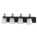 Solvang 30 in. 4-Light Antique Bronze Vanity Light with Etched Alabaster Glass Shades