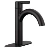 Delta Nicoli J-Spout Single Hole Single-Handle Bathroom Faucet in Matte Black
