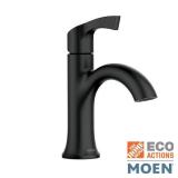 MOEN Korek Single Hole Single-Handle Bathroom Faucet with Drain Kit Included in Matte Black
