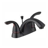 Glacier Bay Builders 4 in. Centerset Double Handle Low-Arc Bathroom Faucet in Bronze
