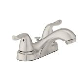 Glacier Bay Constructor 4 in. Centerset Double Handle Low-Arc Bathroom Faucet in Brushed Nickel