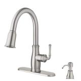 Glacier Bay Kagan Stainless Steel 15 in. H Pull Down Sprayer Kitchen Faucet with 360° Swivel Spout