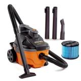 RIDGID 4 Gallon 5.0 Peak HP Portable Shop Vacuum Wet Dry Vac with Fine Dust Filter, Locking Hose and Accessory Attachments