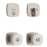 NEW - Kwikset Arroyo Keyed Entry Knob and Single Cylinder Deadbolt Combo Pack featuring SmartKey Security in Satin Nickel