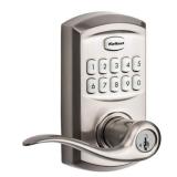 Kwikset 917 SmartCode Satin Nickel Keypad Electronic Single-Cylinder Tustin Door Handle Featuring SmartKey Security
