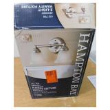 Hampton Bay Ashhurst 2-Light Brushed Nickel Vanity Light with Frosted Glass Shades