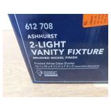 Hampton Bay Ashhurst 2-Light Brushed Nickel Vanity Light with Frosted Glass Shades