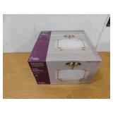 Home Decorators Collection Brookley 14 in. 2-Light Brushed Gold Semi-Flush Mount with White Fabric Shade