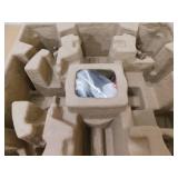 Home Decorators Collection Brookley 14 in. 2-Light Brushed Gold Semi-Flush Mount with White Fabric Shade