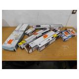 ASSORTED LOT OF TOWEL BARS, PAPER HOLDER, RINGS, HOOKS. ETC.