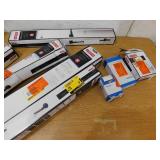 ASSORTED LOT OF TOWEL BARS, PAPER HOLDER, RINGS, HOOKS. ETC.