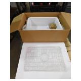 DEERVALLEY Glen White Rectangular Fireclay 27 in. Single Bowl Undermount/Drop-In Kitchen Sink with Basket Strainer and Sink Grid