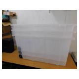 (3) HDX 77 Gal. Tough Storage Tote with Wheels in Clear