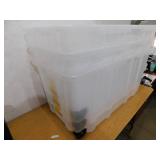 (3) HDX 77 Gal. Tough Storage Tote with Wheels in Clear