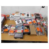 ASSORTED BOX LOT OF DOOR KNOBS, DEADBOLTS - ETC.