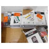 ASSORTED BOX LOT OF DOOR KNOBS, DEADBOLTS - ETC.