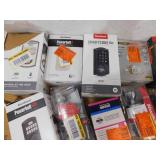 ASSORTED BOX LOT OF DOOR KNOBS, DEADBOLTS - ETC.