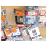 ASSORTED BOX LOT OF DOOR KNOBS, DEADBOLTS - ETC.