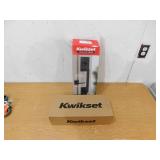 NEW - Kwikset San Clemente Matte Black Door Handleset with Halifax Square Door Handle with Microban Antimicrobial Technology